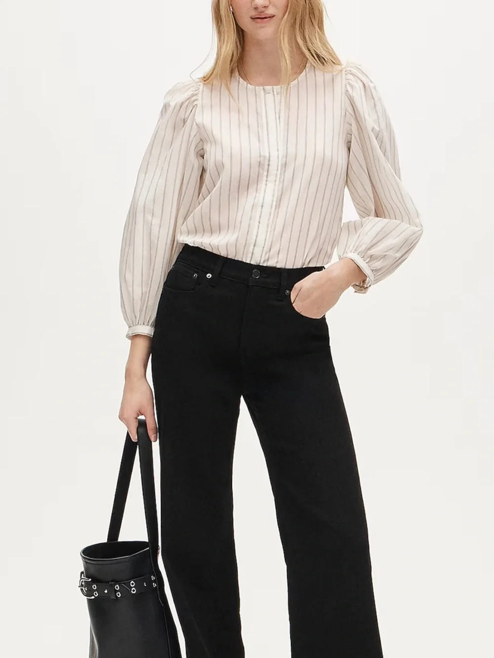 J crew Button-up top in stripe Bavarian Cream Stripes